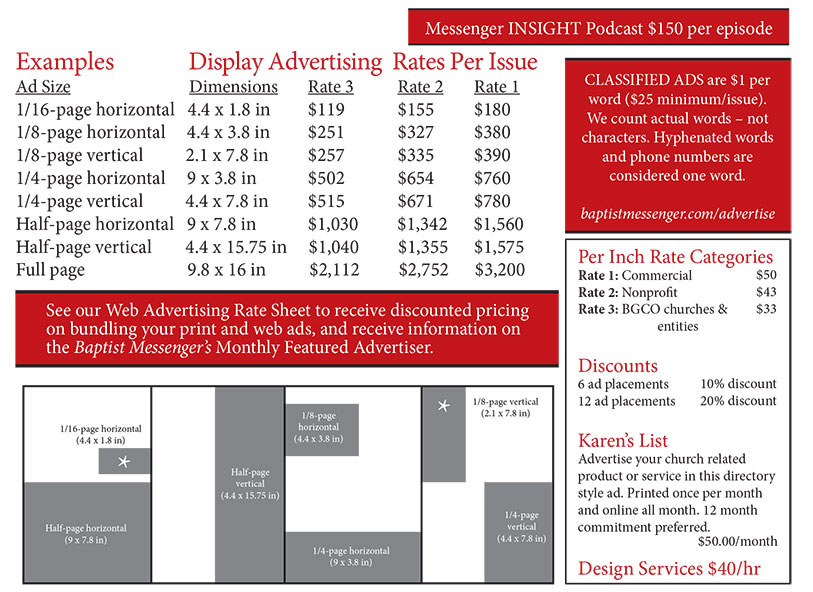 Print Advertising Rates | Baptist Messenger of Oklahoma