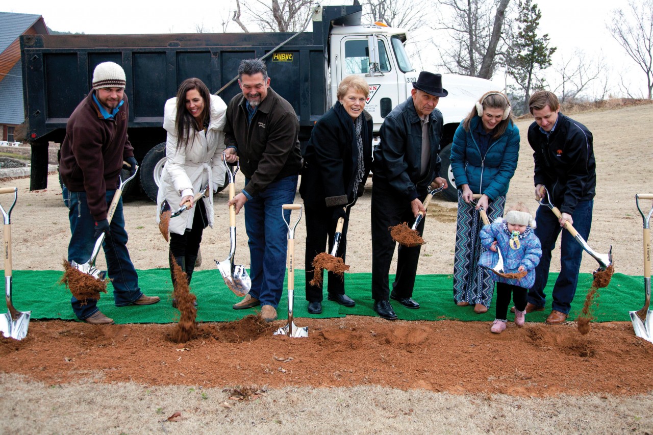 The Thompson Family, pictured here at the groundbreaking, made possible the Thompson Family Lodge which will contain 50 rooms. The family’s construction company, Wynn Construction, is constructing the new projects.