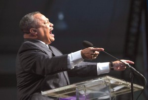 Fred Luter, SBC president, preaches at the annual meeting. Luter finished his second term as president.
