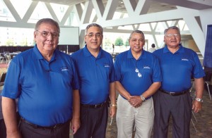 Re-elected members of the Fellowship of Native Americans are (left to right): Emerson Falls, chairman; Tim Chavis, treasurer; Gary Hawkins, executive director and Ledtkey McIntosh, vice chair. The group met Monday, June 9, at the Baltimore Convention Center the day prior to the two-day Southern Baptist Convention annual meeting at the same location.