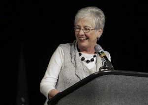 Wanda Lee, executive director of Woman's Missionary Union, welcomes family and friends of 95 International Mission Board and North American Mission Board missionaries at a combined commissioning service. The June 8 service kicked off the annual WMU Celebration and annual meeting June 9 at the Sheraton Baltimore City Center Hotel in Baltimore. Photo by Bill Bangham.