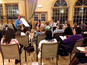 Susan Helm, preschool minister and women’s ministry director at Owasso, First, leads a session on team building and “ministry branding” at the Embrace Retreat. (Photo: Kelly King)