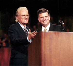 Billy Graham with Franklin Graham in Ottawa, Ontario, 1998. (Photo: Billy Graham Evangelistic Association)