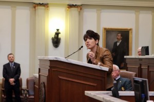 Melissa Ohden, keynote speaker for the 24th annual Rose Day Pro-Life Rally on Feb. 4, is the survivor of a failed saline infusion abortion in 1977. Ohden shared her personal story about her perspective in the abortion debate. (Photo: Grant Bivens)