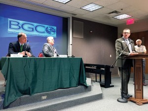 BGCO President Hance Dilbeck, left, pastor of Oklahoma City, Quail Springs, presided over the meeting (Photo: Brian Hobbs)