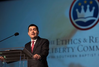 Russell Moore, president of the Southern Baptist Ethics & Religious Liberty Commission, gives a report during the last session of the two-day June 16-17 SBC annual meeting at the Greater Columbus Convention Center in Columbus, Ohio. (Photo: Paul W. Lee)