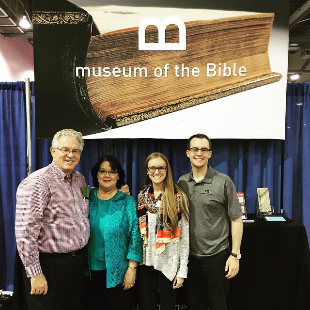 From left, Anthony L. Jordan, BGCO executive director-treasurer, and his wife, Polla, stopped by the Museum of the Bible booth and visited with Lauren and Michael McAfee, young adult pastor of Bethany, Council Road
