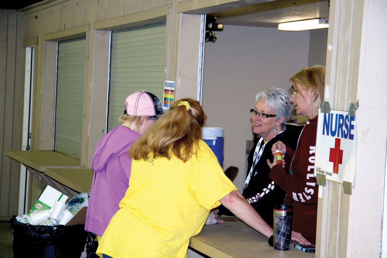 2) Volunteers at the nursing station, from right, include Melissa Hulsey and Jeanette Burkhart (Photo: Brian Hobbs)