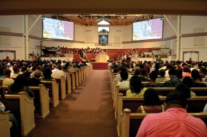 The church’s worship center was packed for the service Aug. 16. (Photo: Bob Nigh)