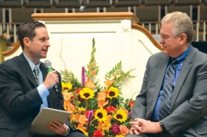 Brian Hobbs, BGCO communications director asks Anthony Jordan, BGCO executive director-treasurer a question during a special “Oklahoma Focus” Q&A session (Photo: Bob Nigh)
