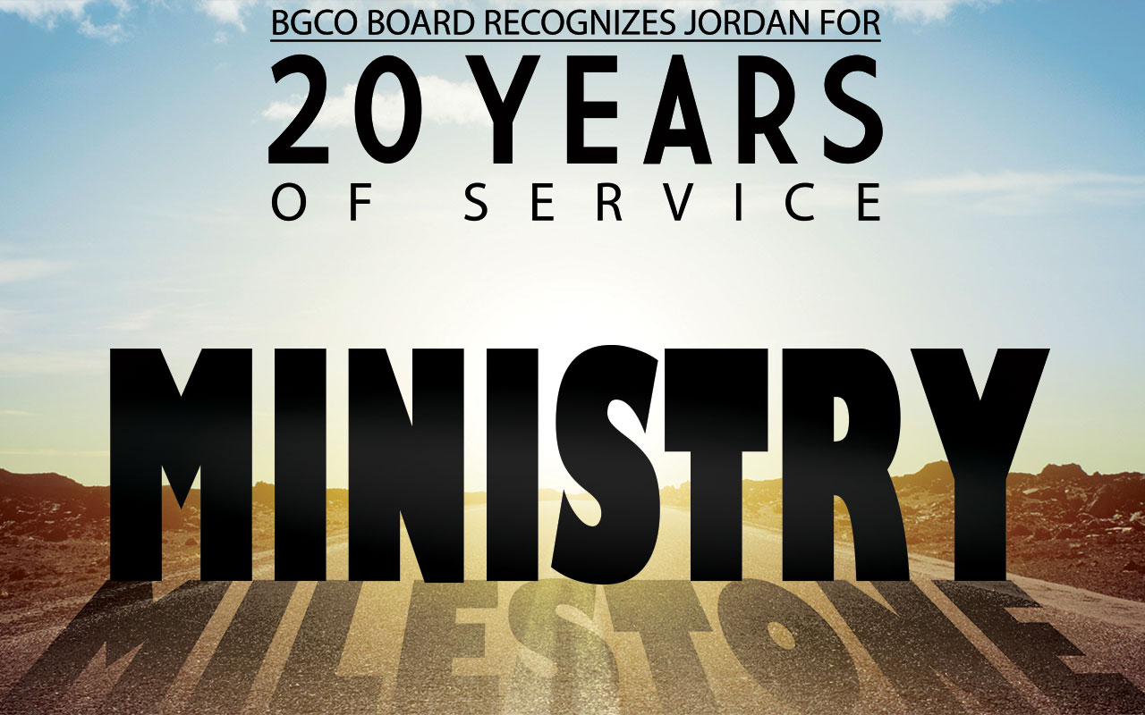 Ministry Milestone: BGCO board recognizes Jordan for 20 years of service