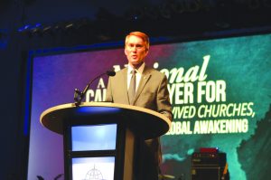 Oklahoma U.S. Senator James Lankford speaks at the SBC meeting during A National Call to Prayer (Photo: Chris Doyle)