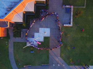 Overhead shot of Piedmont High School students observing SYATP