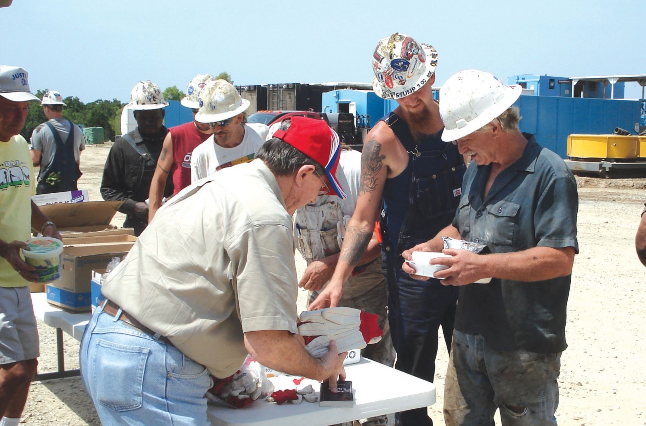  Serving food to oil field workers is one of many outreaches in which Oklahoma chaplains are involved.